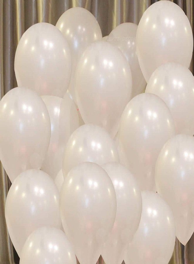 DEEPTI DECOR 100 Pcs White Color Latex Super Metallic HD Balloons 12" Inch Best For Theme Party Decoration, Happy Birthday Party Supplies , Wedding, Anniversary, Office Party Purpose, House party - Image 4